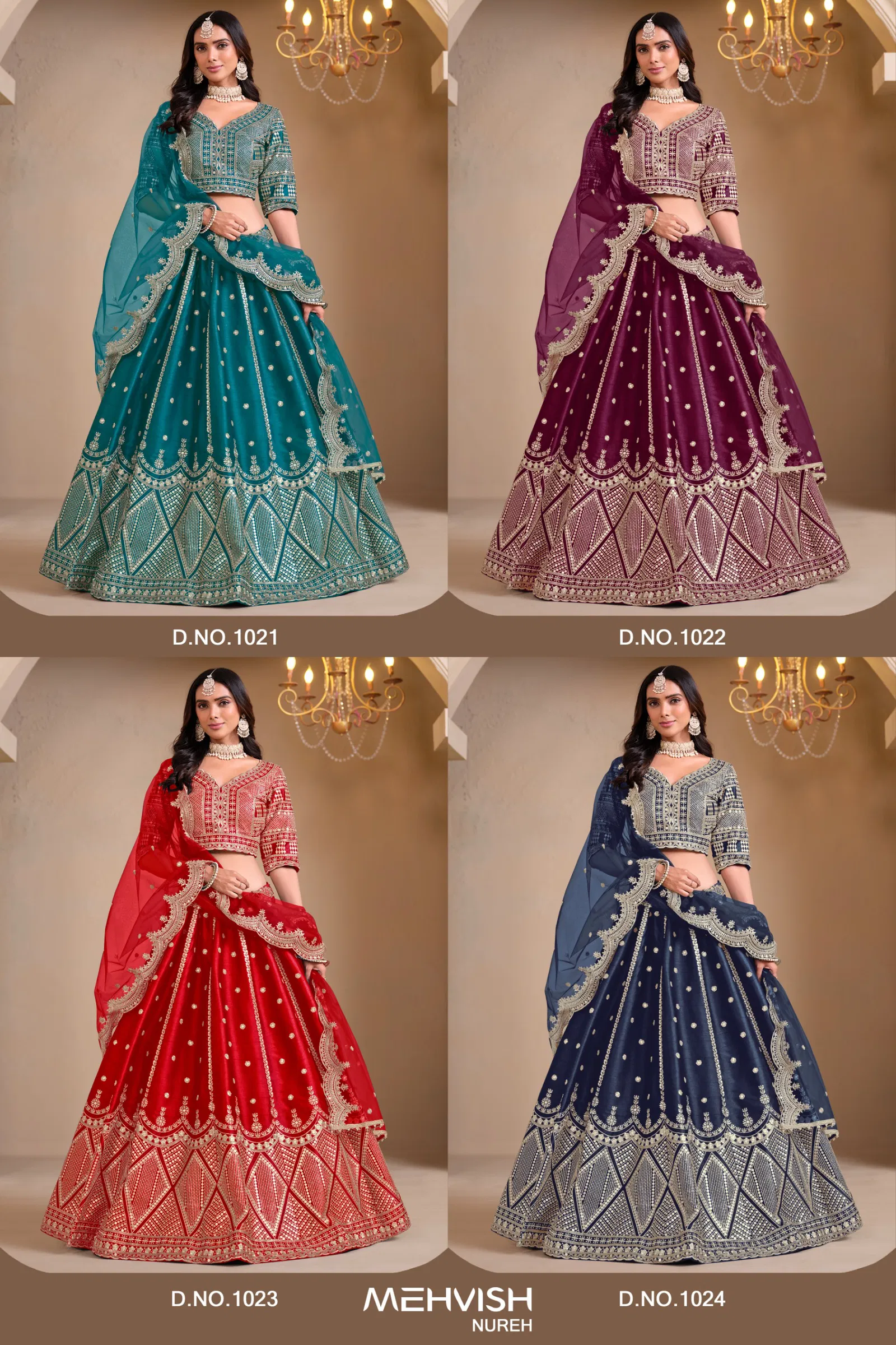 Nureh Mehvish Art Silk Designer Embroidery Lehenga Choli Wholesale Online